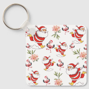 Porte-clés Père Noël Flamant Tropical Motif de Noël