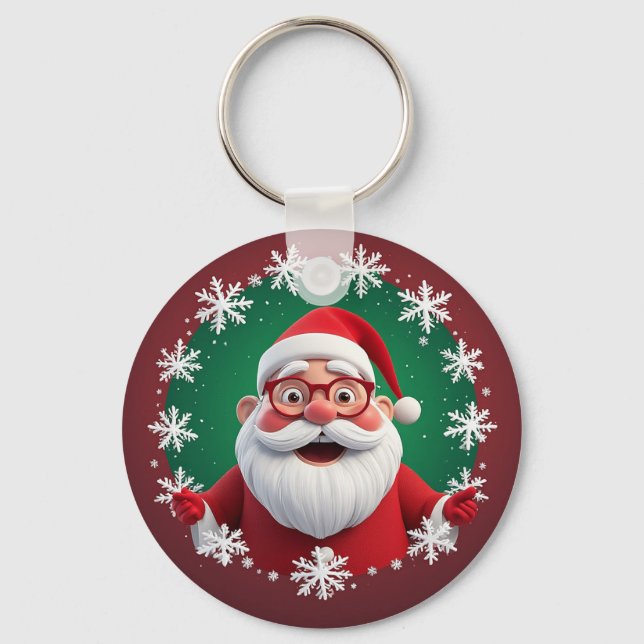 Porte-clés Père Noël Flocons Noël Fête Cadeau (Recto)