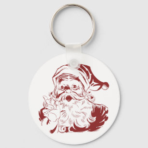 Porte-clés Père Noël jovial en rouge Noël rétro joyeux