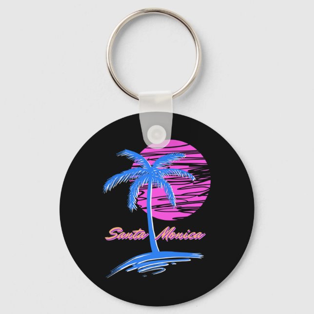 Porte-clés Père Noël Monica Beach Outrun 80s Vaporwave esthét (Recto)