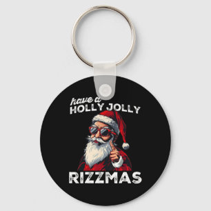 Porte-clés Père Noël qui miaule drôle de mème de Noël Rizz Ri