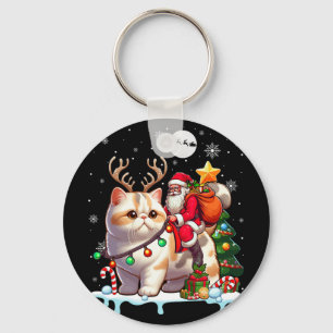 Porte-clés Père Noël Riding Reindeer Exotic Shorthair Xmas Tr