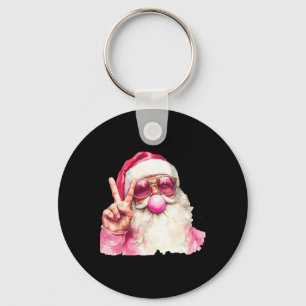 Porte-clés Père Noël Rose Rétro Qui Souffle Du Bubble Gum Drô