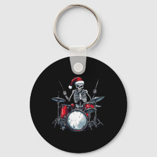 Porte-clés Père Noël Skeleton Jouer Drum Percussionist Drumme