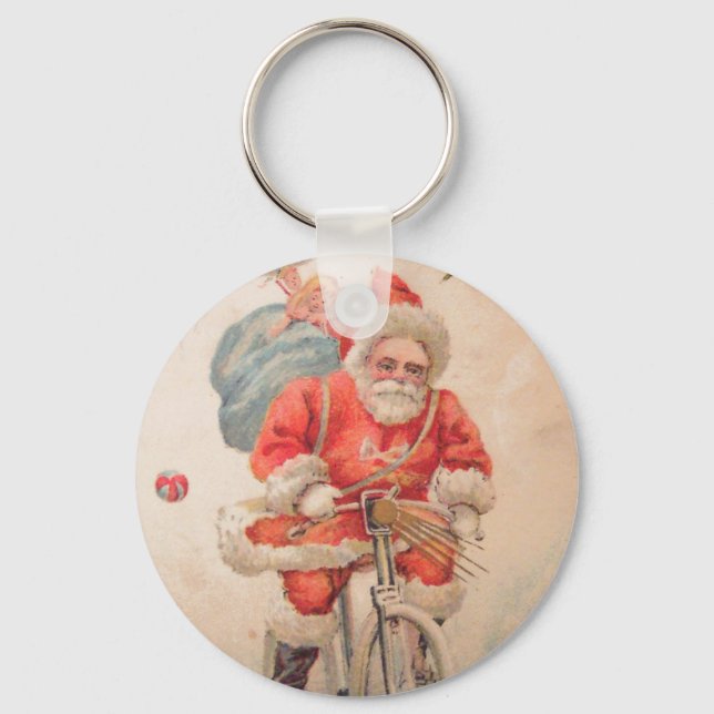 Porte-clés Père Noël sur Bicylce (Recto)