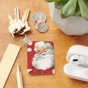 Porte-clés Père Noël vintage de Noël, joyeux et clin d'œil