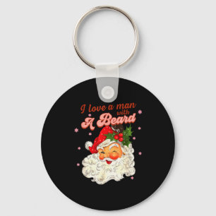 Porte-clés Père Noël vintage Noël J'aime un homme avec une ba