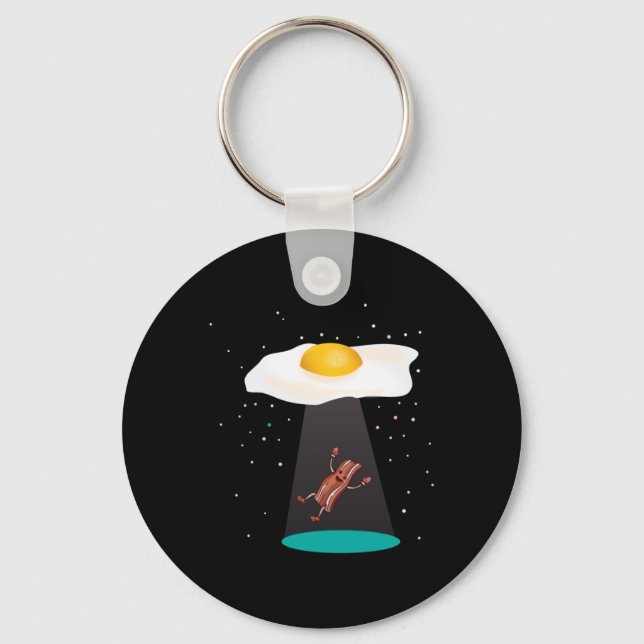 Porte-clés Performance UFO d'œufs et de bacon cool (Recto)
