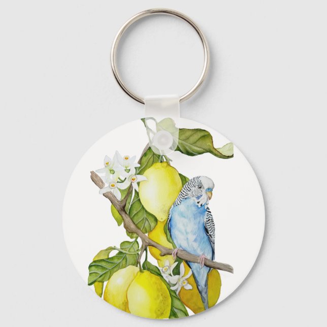 Porte-clés Perroquet bleu dans l'arbre à citrons - Art botani (Recto)
