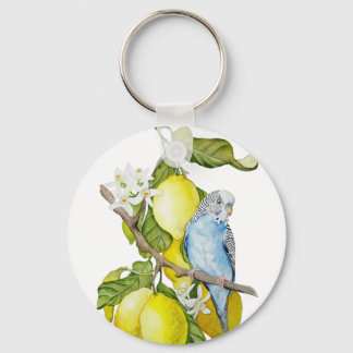Porte-clés Perroquet bleu dans l'arbre à citrons Art botaniqu