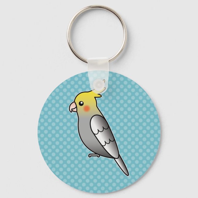 Porte-clés Perroquet Cacatoès Gris Dessin Animé (Recto)