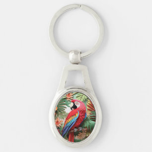 Porte-clés Perroquet coloré moderne 3D Oiseau Amoureux