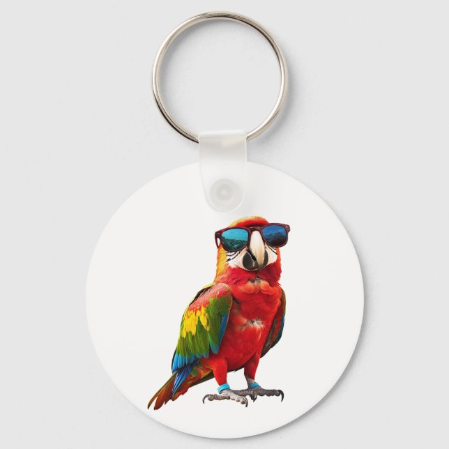 Porte-clés Perroquet cool avec lunettes de soleil (Recto)