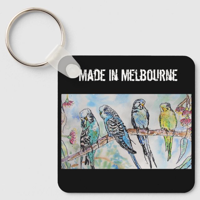 Porte-clés Perroquet Perruche Oiseau Fabriqué à Melbourne Ois (Recto)