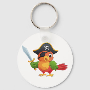 Porte-clés Perroquet pirate de dessin animé mignon
