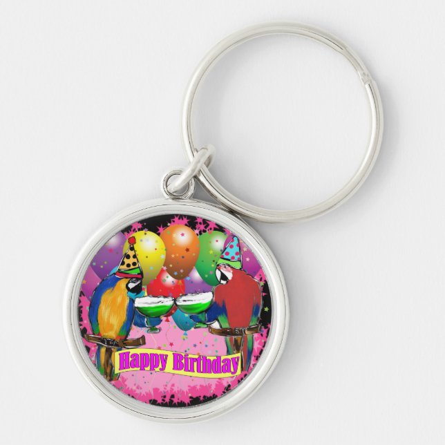 Porte-clés perroquets d'anniversaire (Devant)