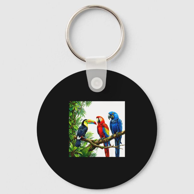 Porte-clés Perroquets oiseaux tropicaux hawaii plage fête été (Recto)