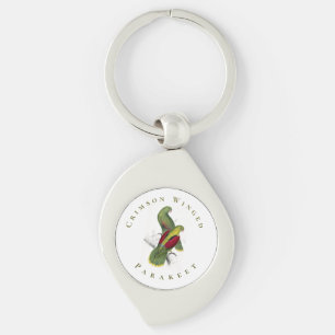 Porte-clés Perruche vintage jaune vert rouge Crimson ailé