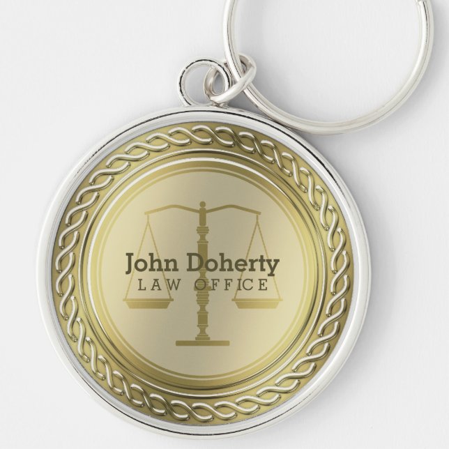 Porte-clés Personalizable Elegant Golden Scales of Justice (Devant)