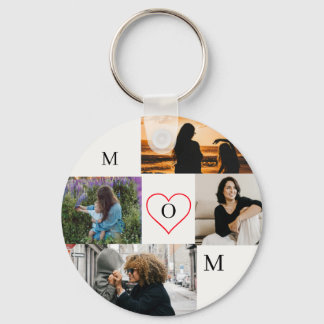 Porte-clés Personalized 4-Photo Collage Mom Monogram