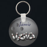 Porte-clés Personalized bowling ball and strike<br><div class="desc">Custom bowling keychains</div>