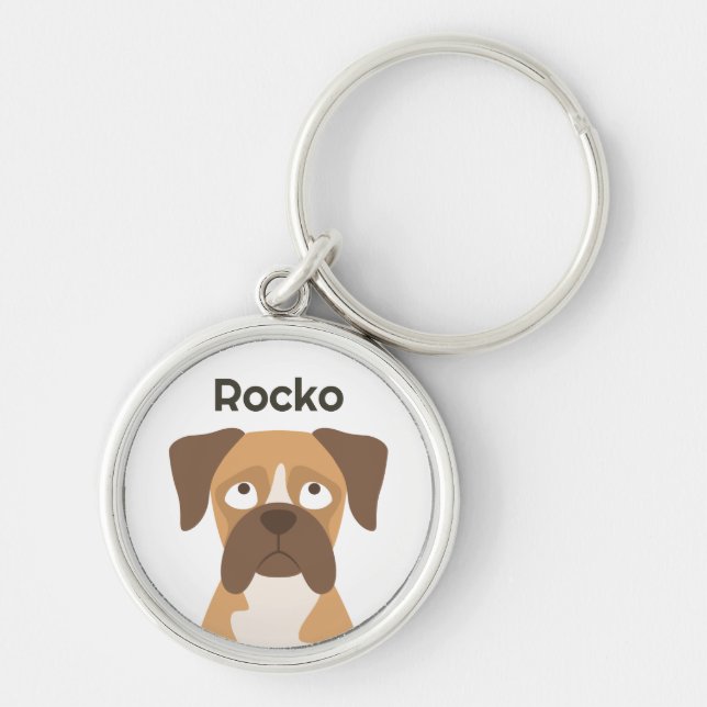 Porte-clés Personalized Boxer Dog Keychain Custom Name Gift (Devant)