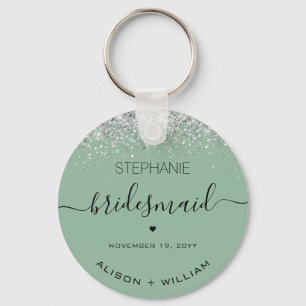 Porte-clés Personalized Bridesmaid Glitter confetti effect