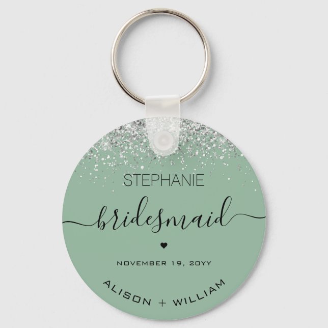 Porte-clés Personalized Bridesmaid Glitter confetti effect (Recto)
