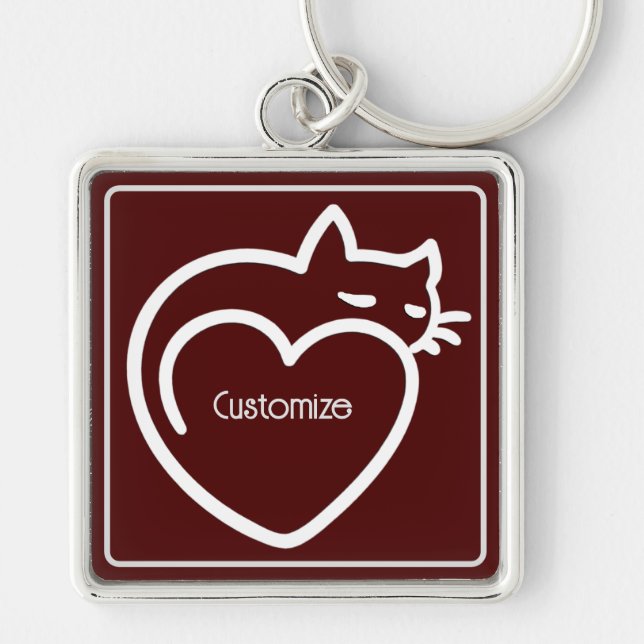 Porte-clés Personalized Cat Love White Logo  (Devant)