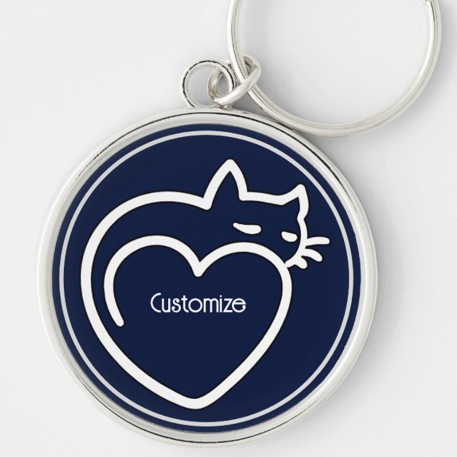 Porte-clés Personalized Cat Love White Logo (Devant)