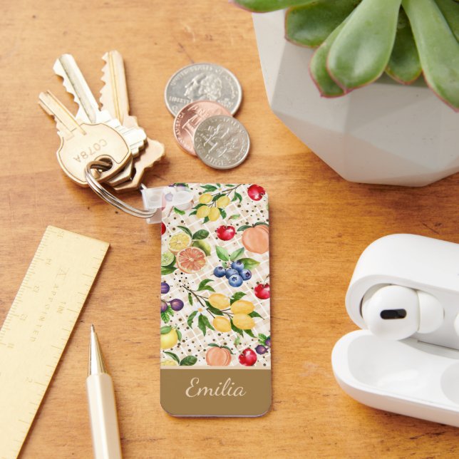 Porte-clés Personalized citrus Brown and beige pattern (Bureau)