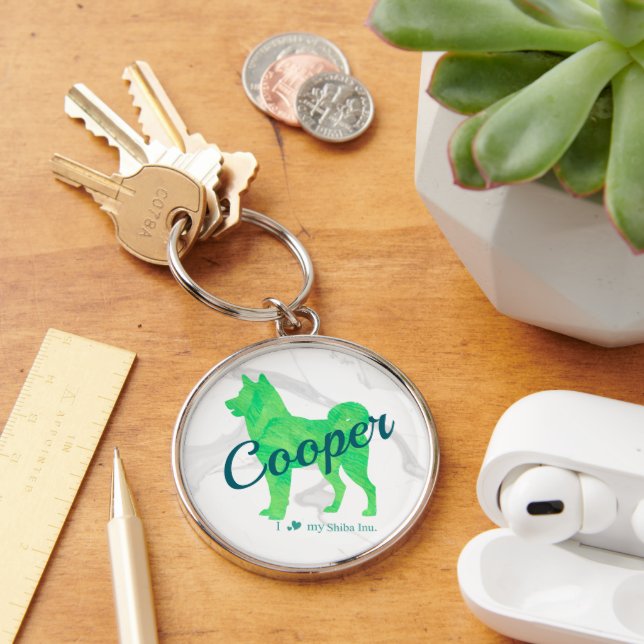 Porte-clés Personalized Cute Pastel Green Shiba Inu Keychain  (Bureau)