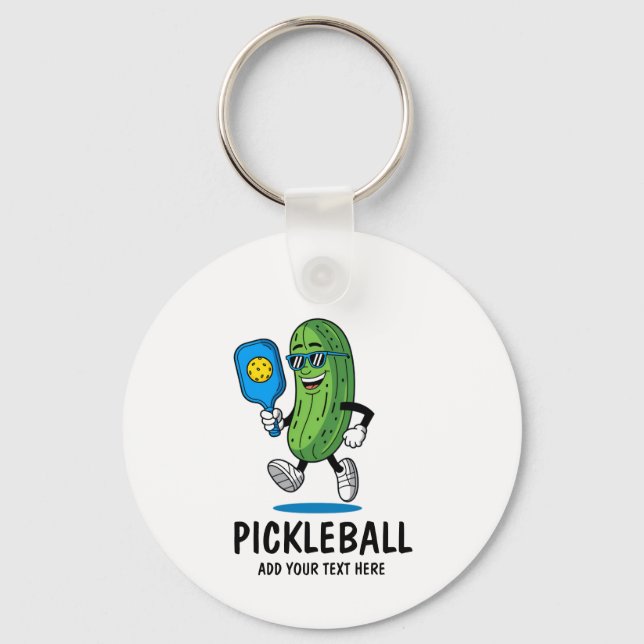 Porte-clés Personalized Cute Pickle Playing Pickleball Funny (Recto)