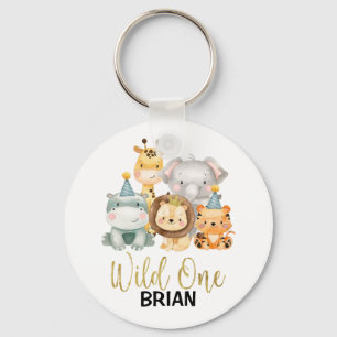 Porte-clés Personalized Cute Wild One Safari Animals Key Ring