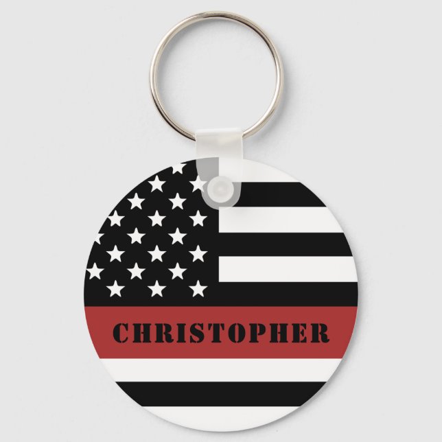 Porte-clés Personalized Firefighter Thin Red Line Flag Gift (Recto)
