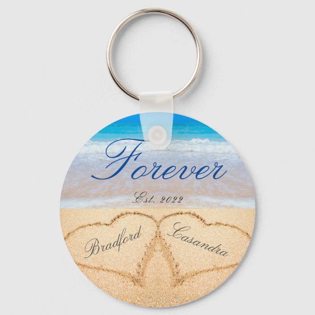 Porte-clés Personalized Forever | Hearts in Sand  Wedding  (Recto)