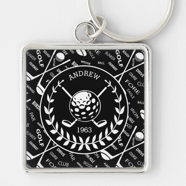 Porte-clés Personalized golfer stylish golf logo (Devant)