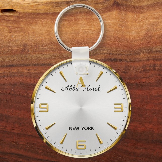 Porte-clés Personalized Hotel Name Luxury Gold Silver  (Recto)