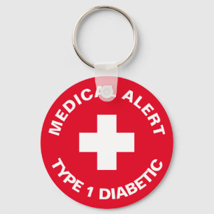 Porte-clés Personalized Medical Alert  Diabetic Red