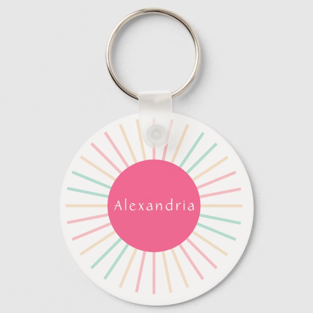Porte-clés Personalized Name Boho Pink (Recto)