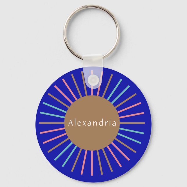 Porte-clés Personalized Name Boho Sun Blue (Recto)