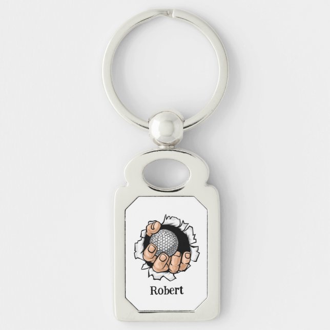 Porte-clés Personalized name Funny golf ball (Devant)