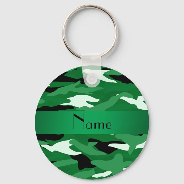 Porte-clés Personalized name green camouflage (Recto)