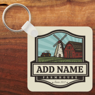 Porte-clés Personalized NAME Rustic Farmhouse Old Windmill