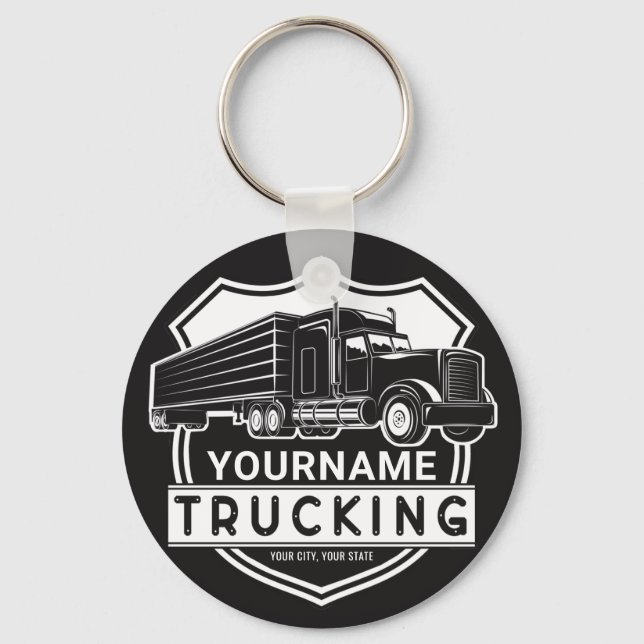 Porte-clés Personalized NAME Trucking Big Rig Semi Trucker (Recto)