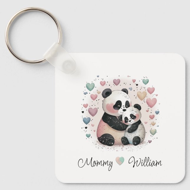 Porte-clés Personalized Panda Love Baby Keychain (Recto)