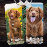Porte-clés Personalized Pet 2 Photo Name Dog Lover<br><div class="desc">Carry your pet with you everywhere you go with this custom pet photo keychain ! A must have for every dog mom and dog dad ! 
Personalized Pet 2 Photo Name Dog Lover keychain</div>