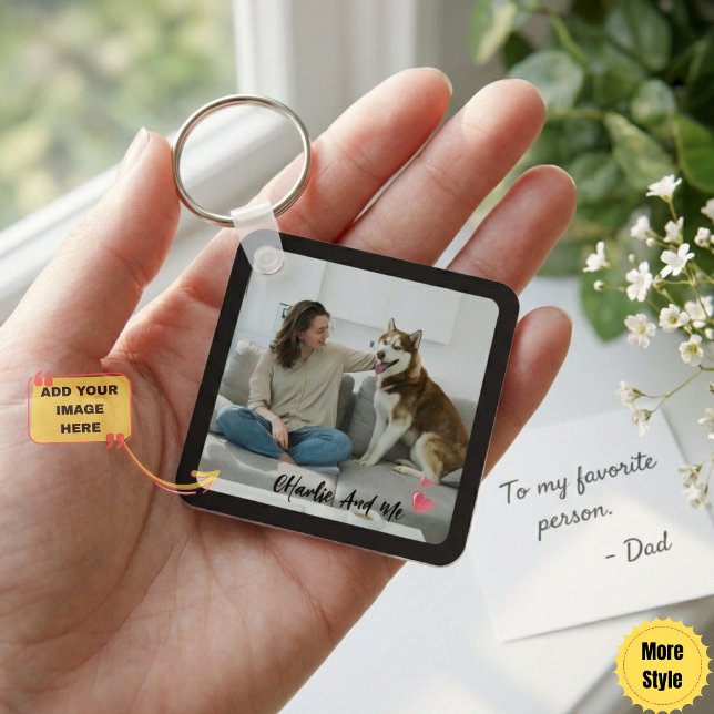 Porte-clés Personalized Pet Photo and Owner Heart Keychain  (Personalized Pet Photo and Owner Heart Keychain Custom Photo Gift for Family!)