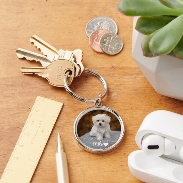 Porte-clés Personalized Pet Photo Keychain with Name (Bureau)
