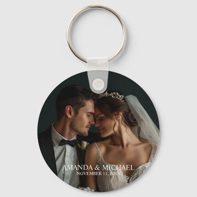 Porte-clés Personalized Photo Favor with Names & Wedding Date (Recto)